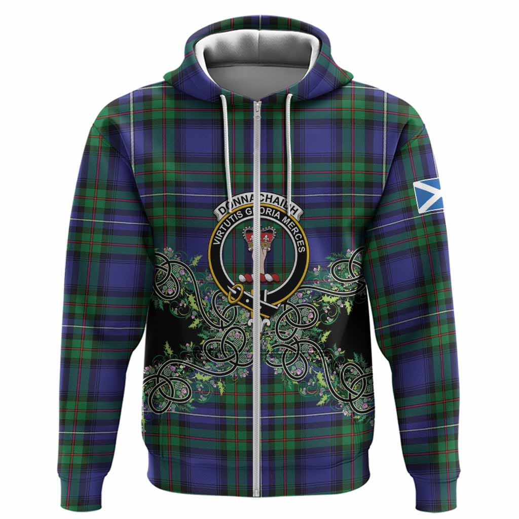 Donnachaidh Tartan Hoodie Thistle Scottish Spirit