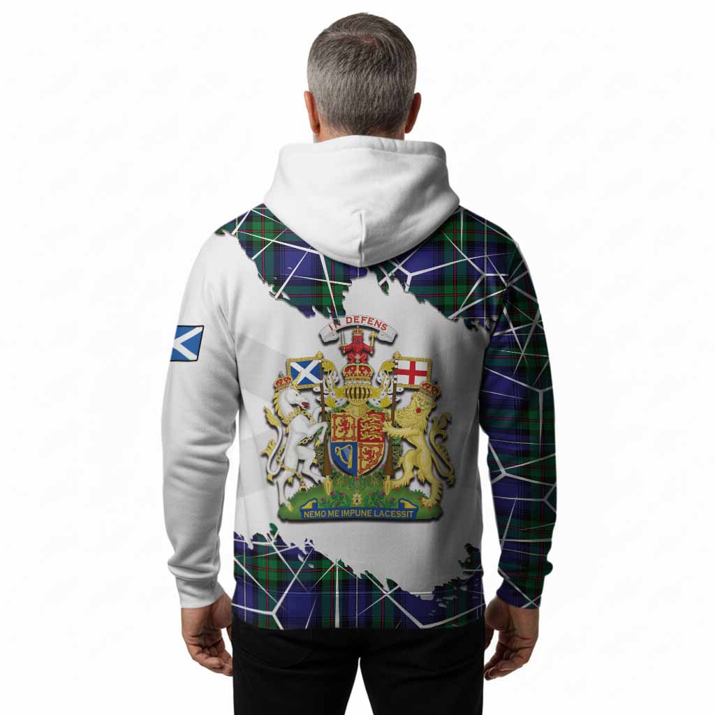 Donnachaidh Tartan Hoodie with Family Crest and Lion Rampant Grunge Style