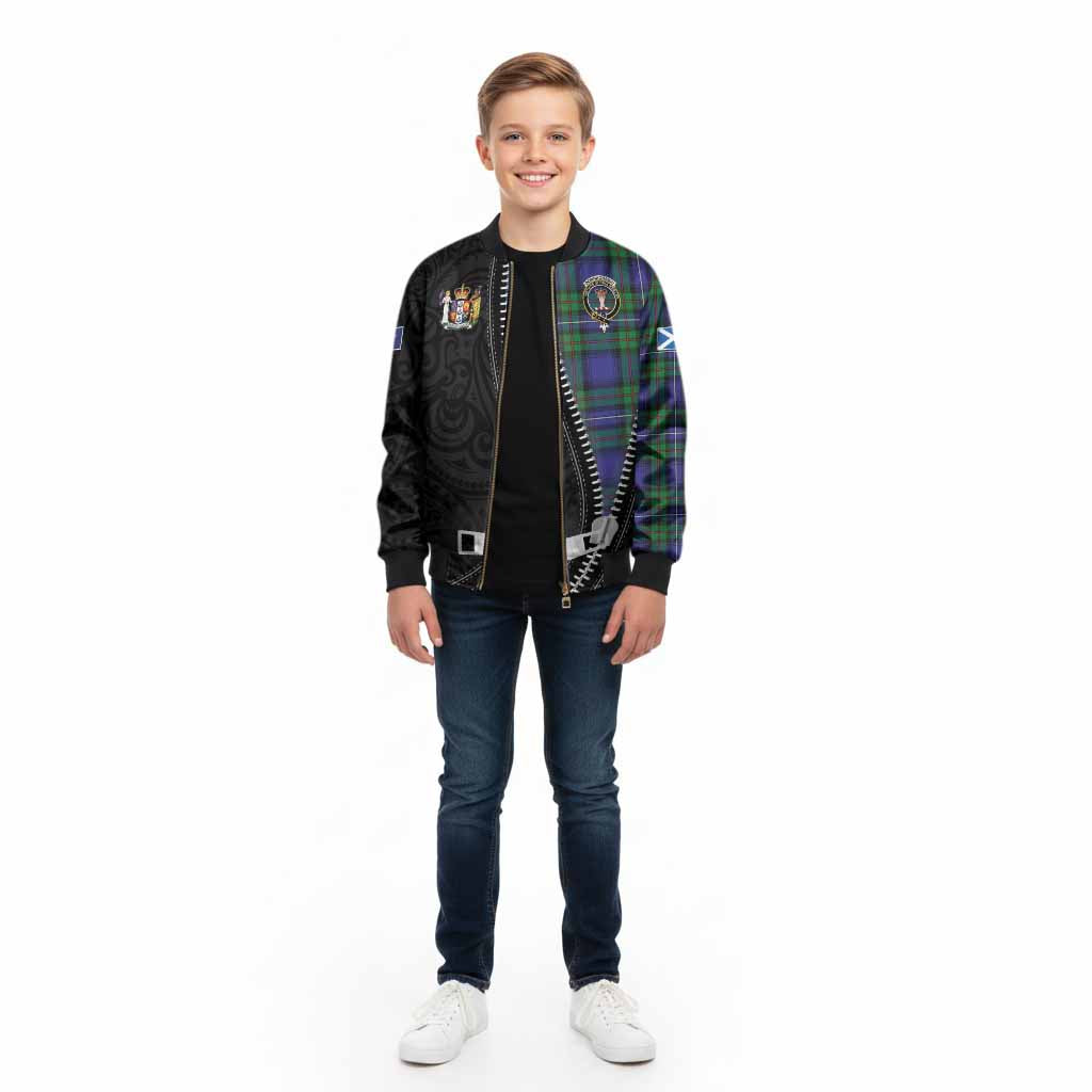 Donnachaidh Tartan Kid Bomber Jacket New Zealand Pattern Unique Zipper Stylized