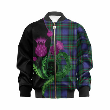 Donnachaidh Tartan Kid Bomber Jacket Traditional Scottish Thistle