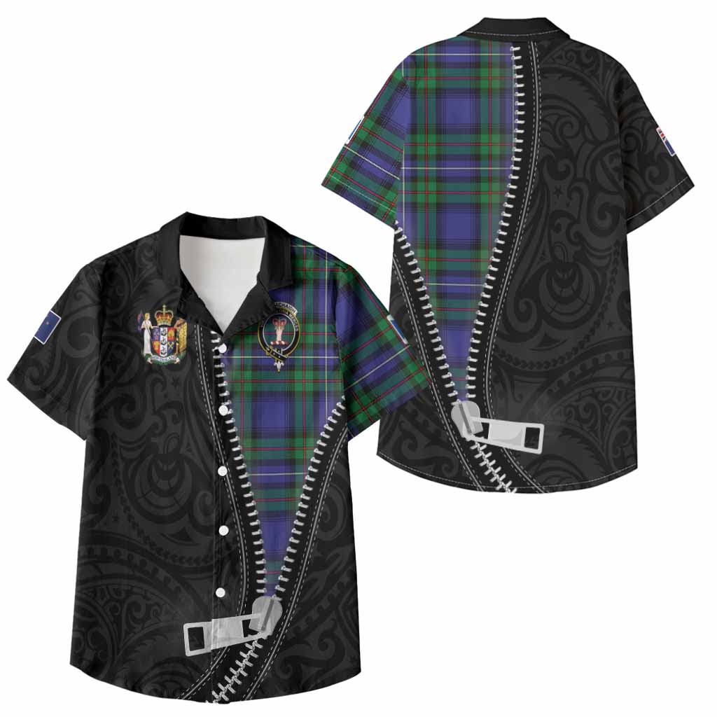 Donnachaidh Tartan Kid Hawaiian Shirt New Zealand Pattern Unique Zipper Stylized
