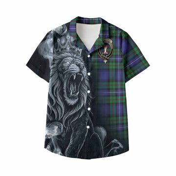 Donnachaidh Tartan Kid Hawaiian Shirt Roaring Lion Heritage