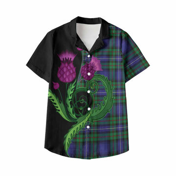 Donnachaidh Tartan Kid Hawaiian Shirt Traditional Scottish Thistle