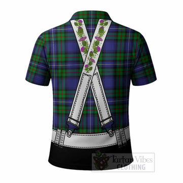 Donnachaidh Tartan Lederhosen Costume Polo Shirt Scotland Thistle Floral
