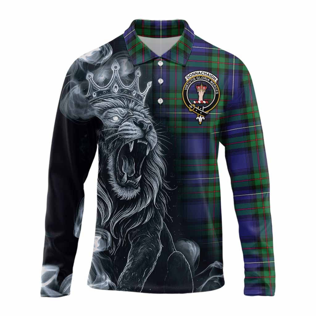 Donnachaidh Tartan Long Sleeve Polo Shirt Roaring Lion Heritage