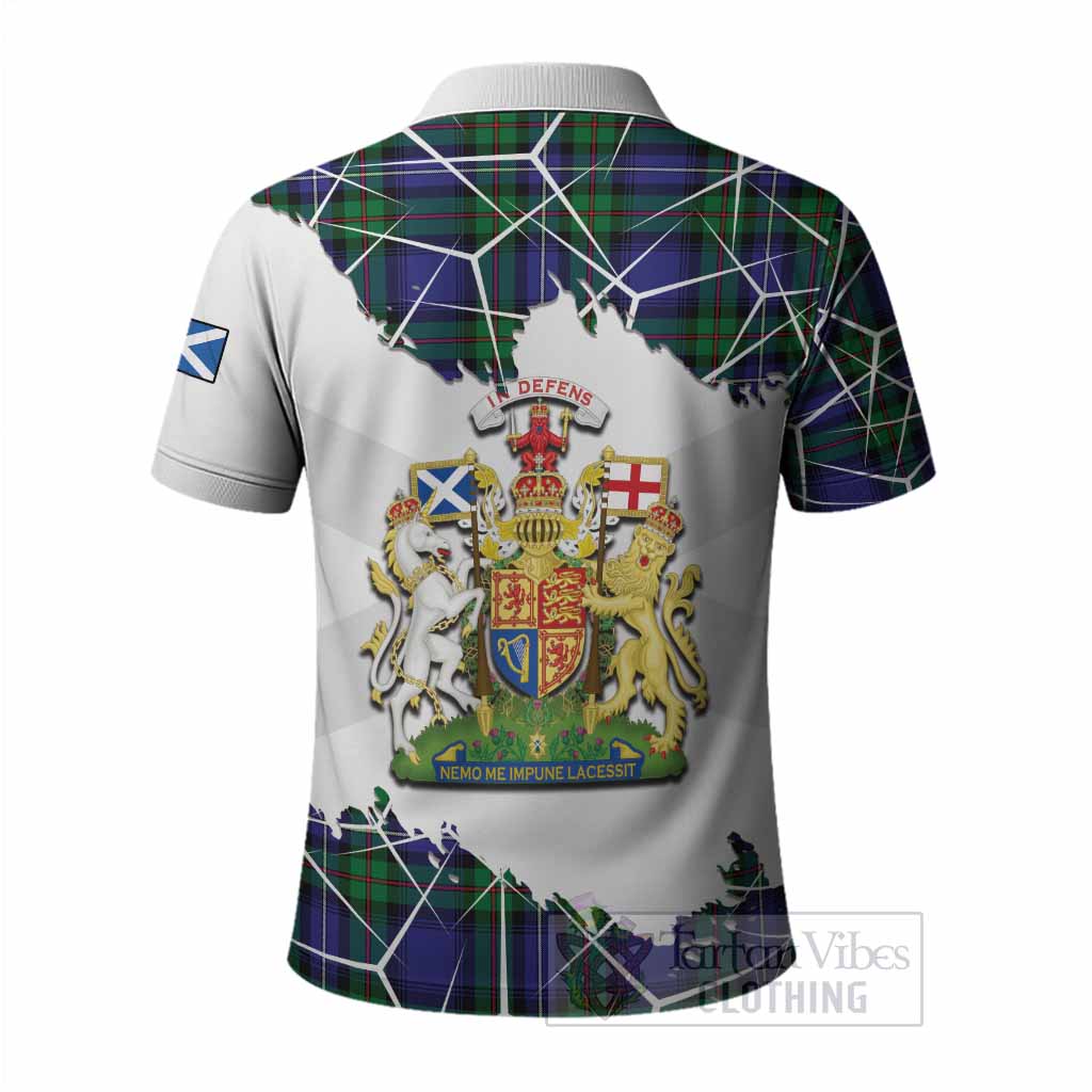 Donnachaidh Tartan Polo Shirt with Family Crest and Lion Rampant Grunge Style