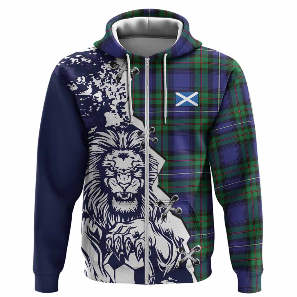 Donnachaidh Tartan Scottish Hoodie Angry Lion With Soccer Ball Style