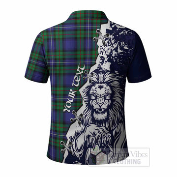Donnachaidh Tartan Scottish Polo Shirt Angry Lion With Soccer Ball Style