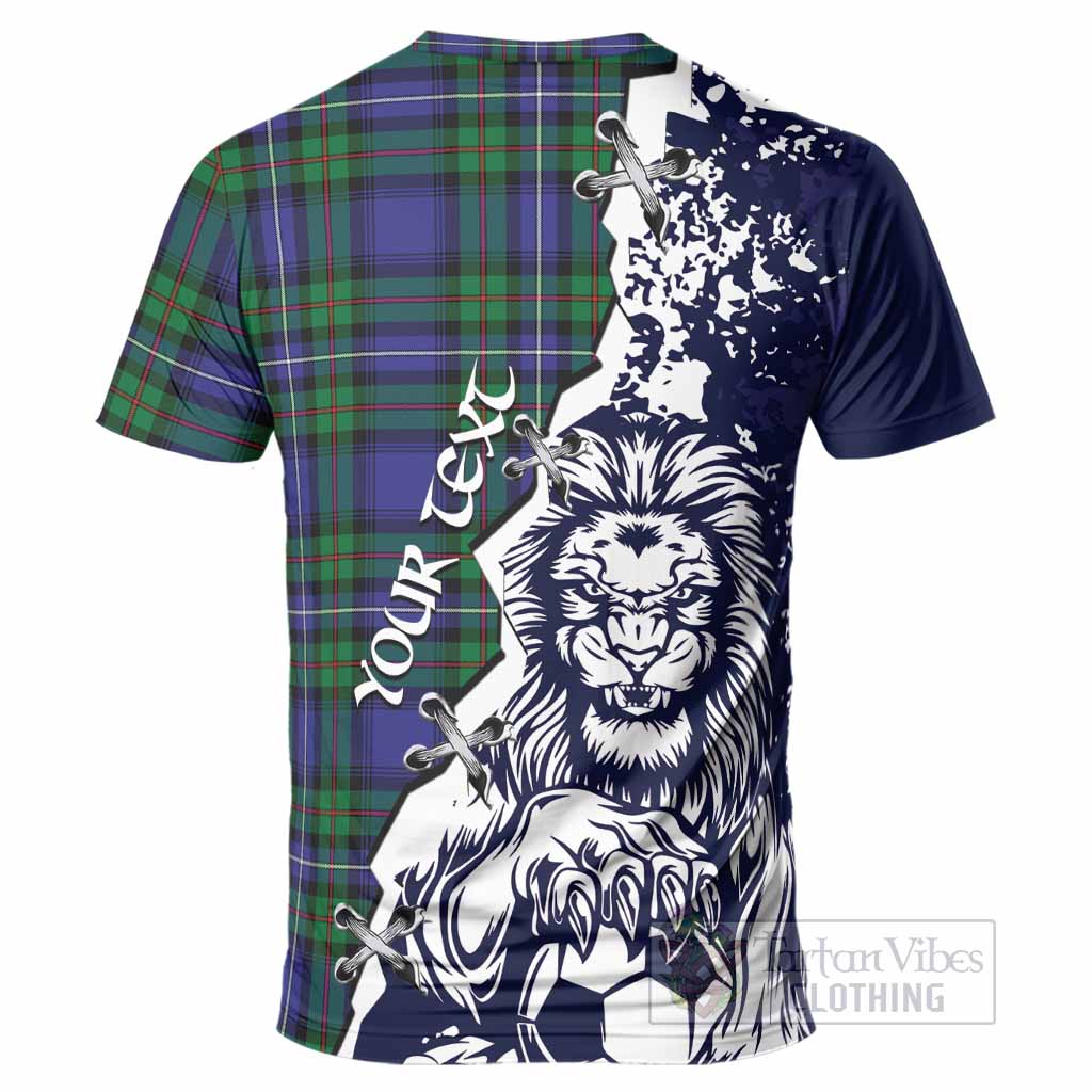 Donnachaidh Tartan Scottish T-Shirt Angry Lion With Soccer Ball Style