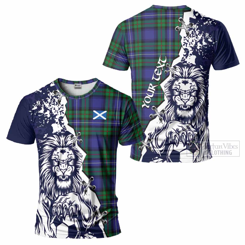 Donnachaidh Tartan Scottish T-Shirt Angry Lion With Soccer Ball Style
