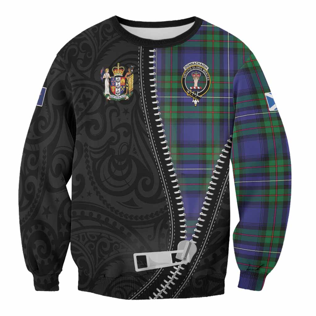Donnachaidh Tartan Sweatshirt New Zealand Pattern Unique Zipper Stylized