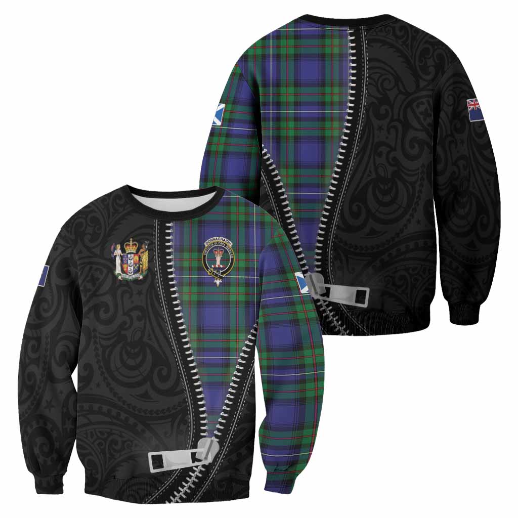 Donnachaidh Tartan Sweatshirt New Zealand Pattern Unique Zipper Stylized