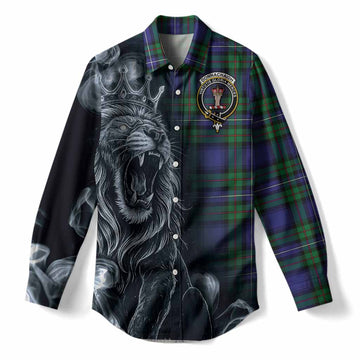 Donnachaidh Tartan Women Casual Shirt Roaring Lion Heritage