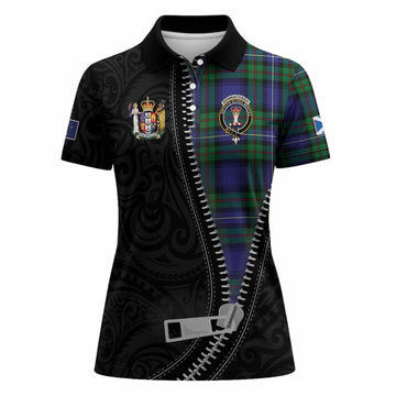 Donnachaidh Tartan Women Polo Shirt New Zealand Pattern Unique Zipper Stylized