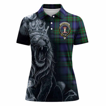Donnachaidh Tartan Women Polo Shirt Roaring Lion Heritage