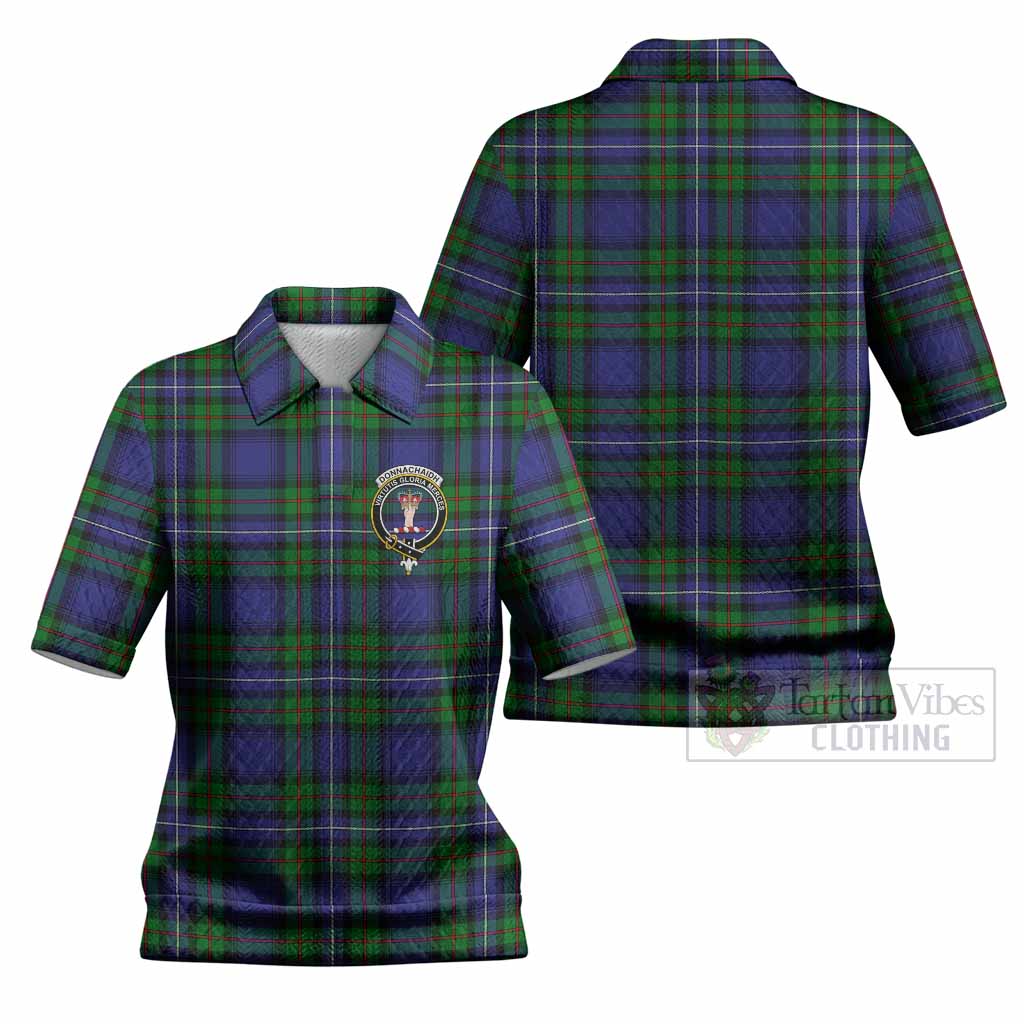 Donnachaidh Tartan Women’s Polo Sweater Top with Family Crest