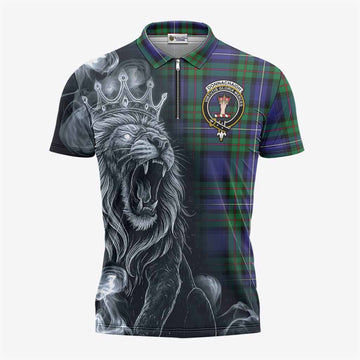 Donnachaidh Tartan Zipper Polo Shirt Roaring Lion Heritage