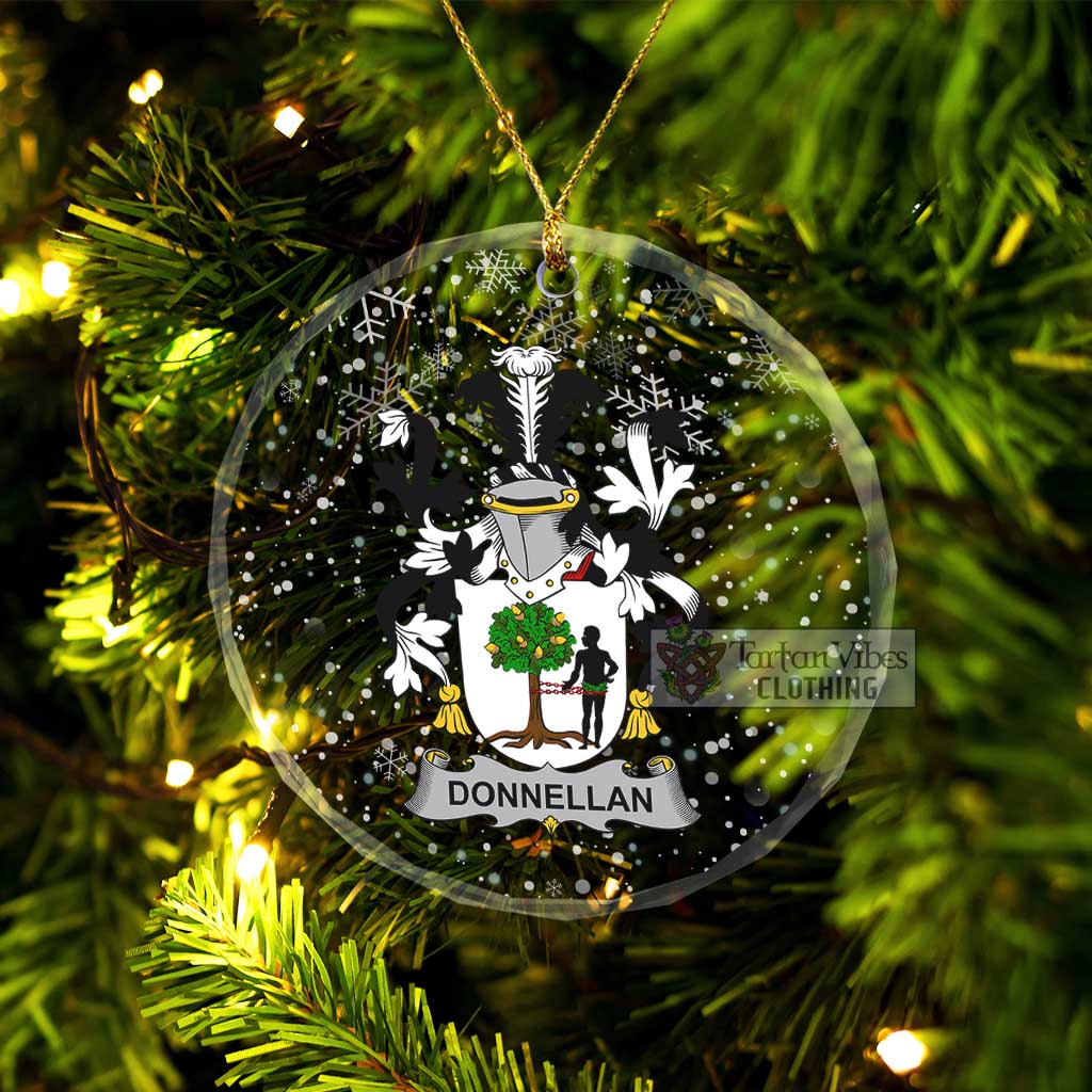 Tartan Vibes Clothing Donnellan Irish Clan Christmas Glass Ornament with Coat of Arms