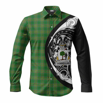 Tartan Vibes Clothing Donnellan Irish Clan Long Sleeve Button Shirt Celtic Circle Style