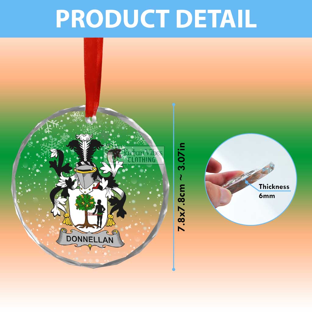 Tartan Vibes Clothing Donnellan Irish Clan Christmas Glass Ornament with Coat of Arms
