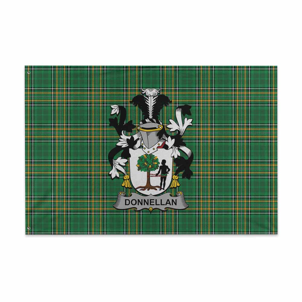 Tartan Vibes Clothing Donnellan Irish Clan Tartan House Flag with Coat of Arms