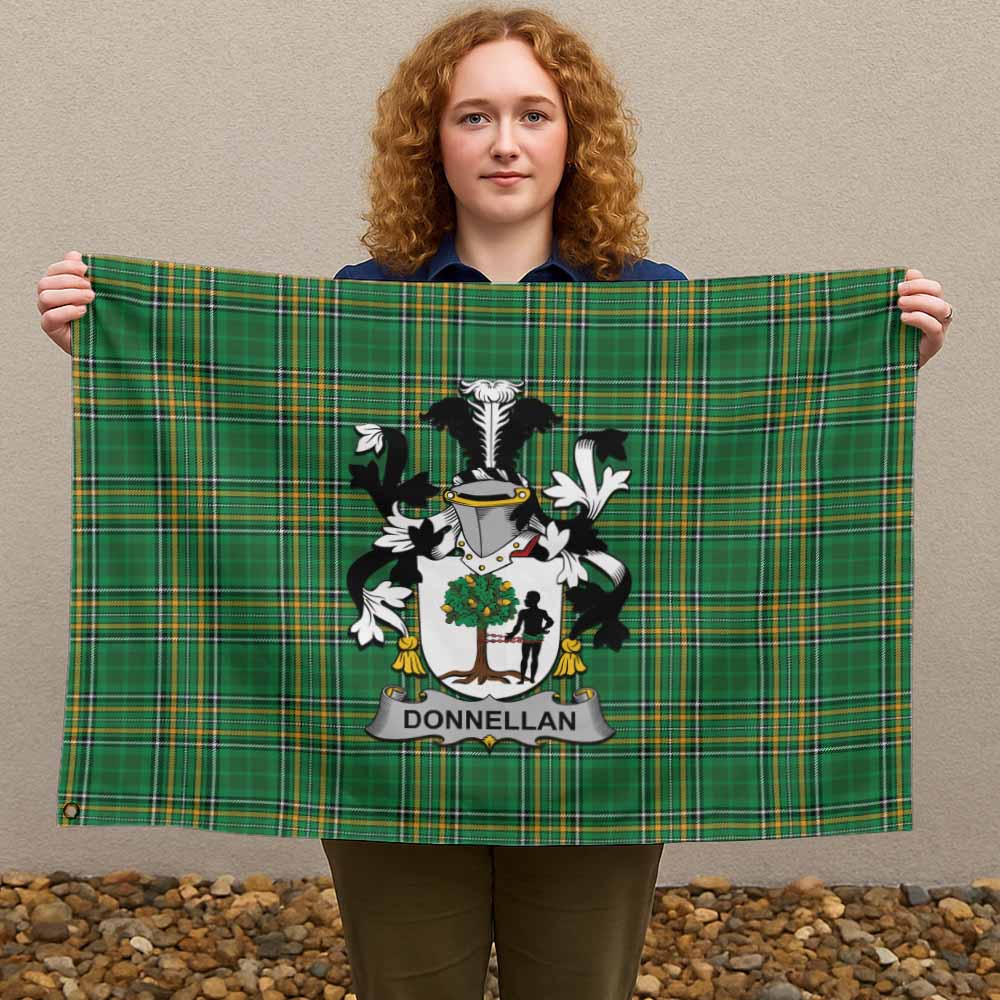 Tartan Vibes Clothing Donnellan Irish Clan Tartan House Flag with Coat of Arms