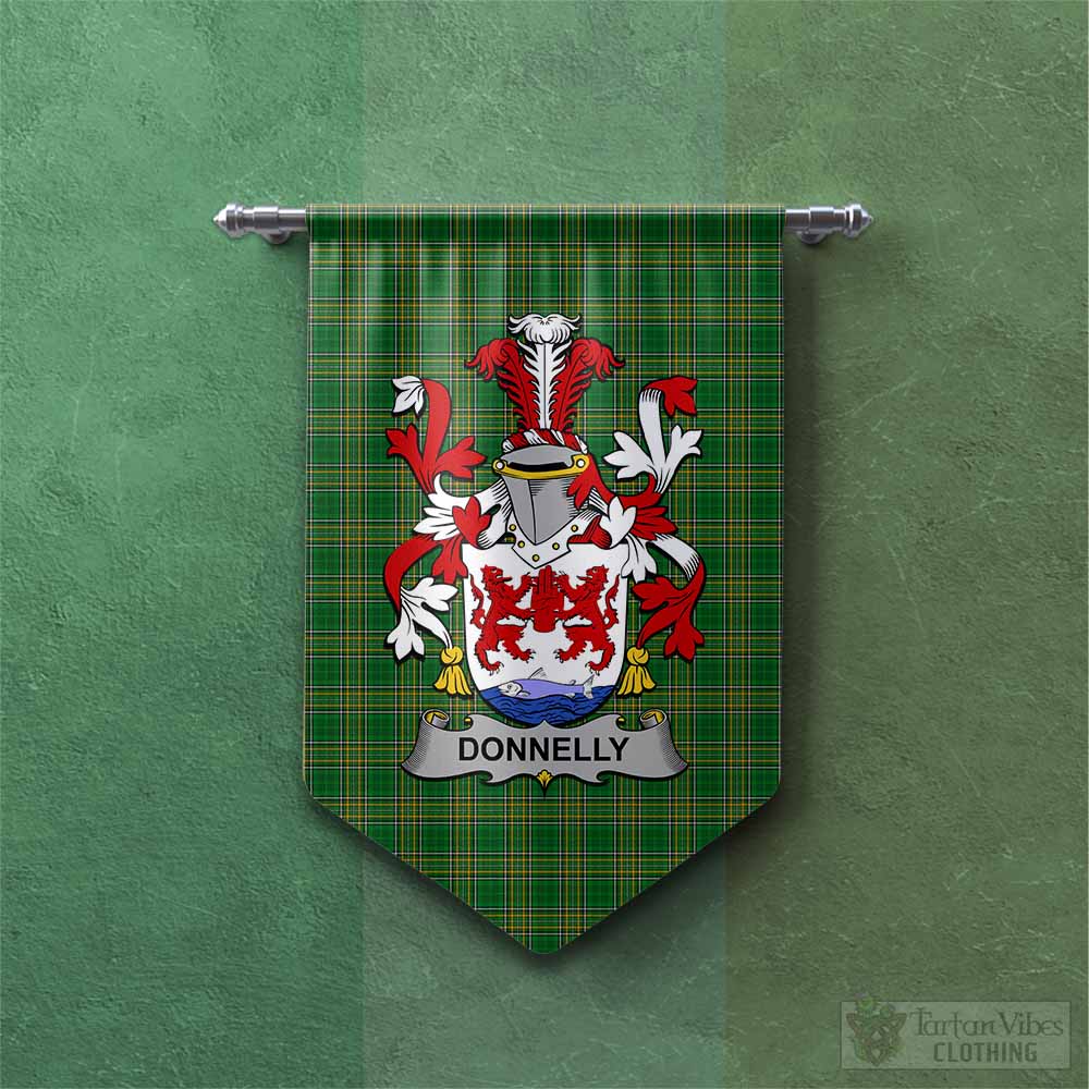 Tartan Vibes Clothing Donnelly Irish Clan Tartan Gonfalon, Tartan Banner with Coat of Arms