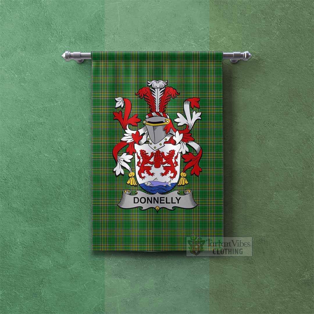 Tartan Vibes Clothing Donnelly Irish Clan Tartan Gonfalon, Tartan Banner with Coat of Arms