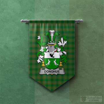 Donohue Irish Clan Tartan Gonfalon, Tartan Banner with Coat of Arms