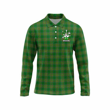 Donohue Irish Clan Tartan Long Sleeve Polo Shirt with Coat of Arms