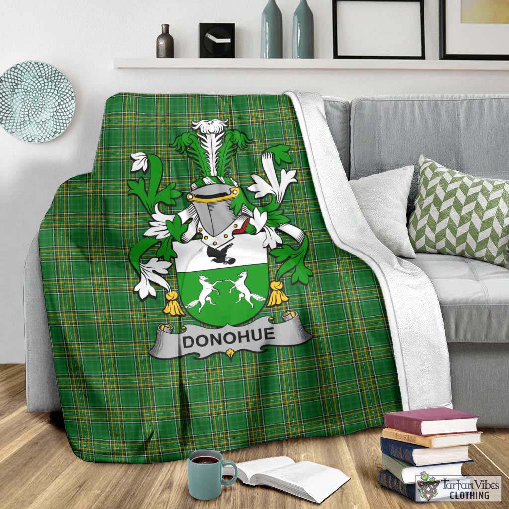 Tartan Vibes Clothing Donohue Irish Clan Tartan Blanket with Coat of Arms