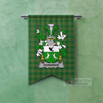 Donohue Irish Clan Tartan Gonfalon, Tartan Banner with Coat of Arms