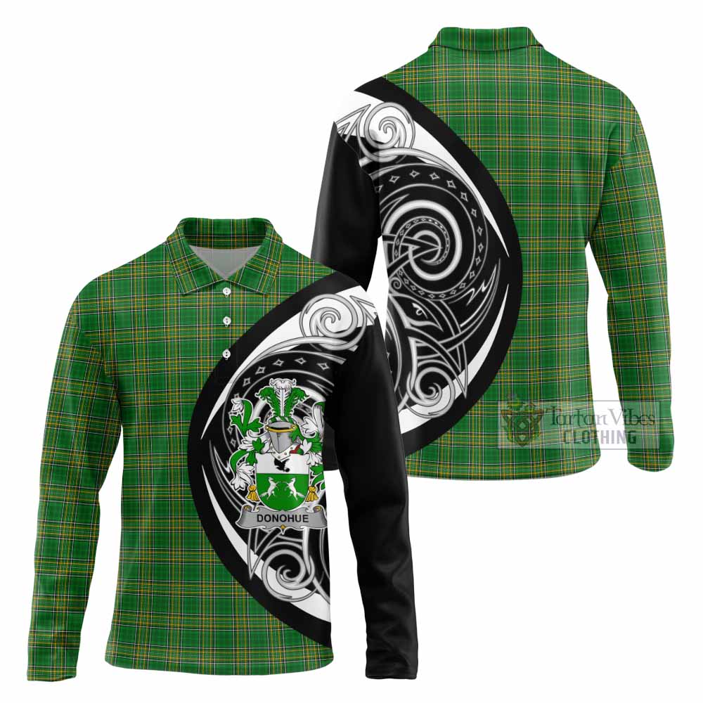 Tartan Vibes Clothing Donohue Irish Clan Long Sleeve Polo Shirt Celtic Circle Style