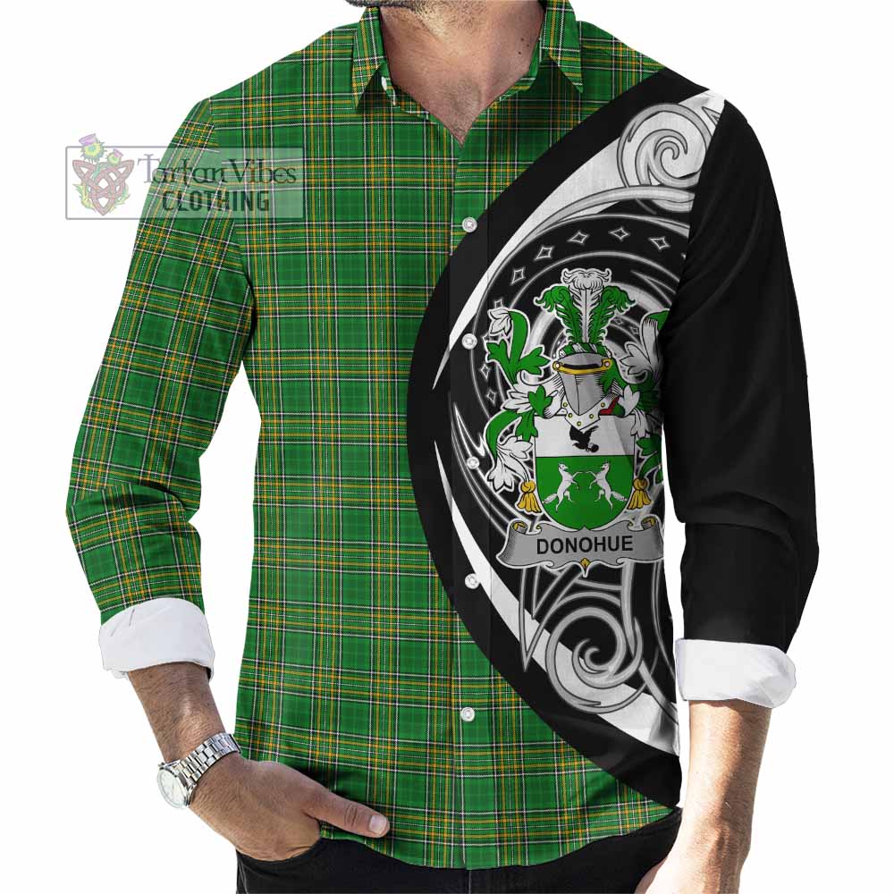 Tartan Vibes Clothing Donohue Irish Clan Long Sleeve Button Shirt Celtic Circle Style