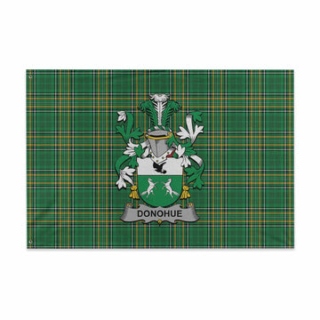 Donohue Irish Clan Tartan House Flag with Coat of Arms