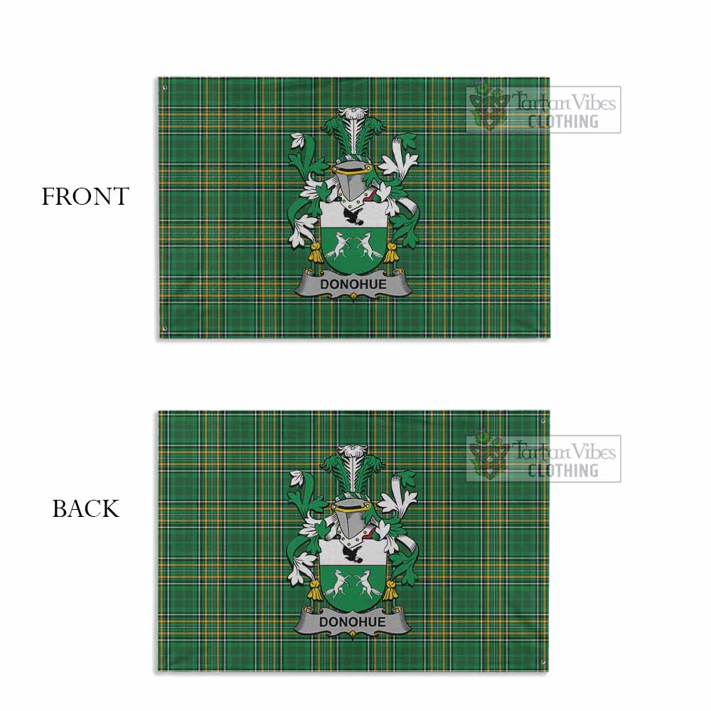 Tartan Vibes Clothing Donohue Irish Clan Tartan House Flag with Coat of Arms