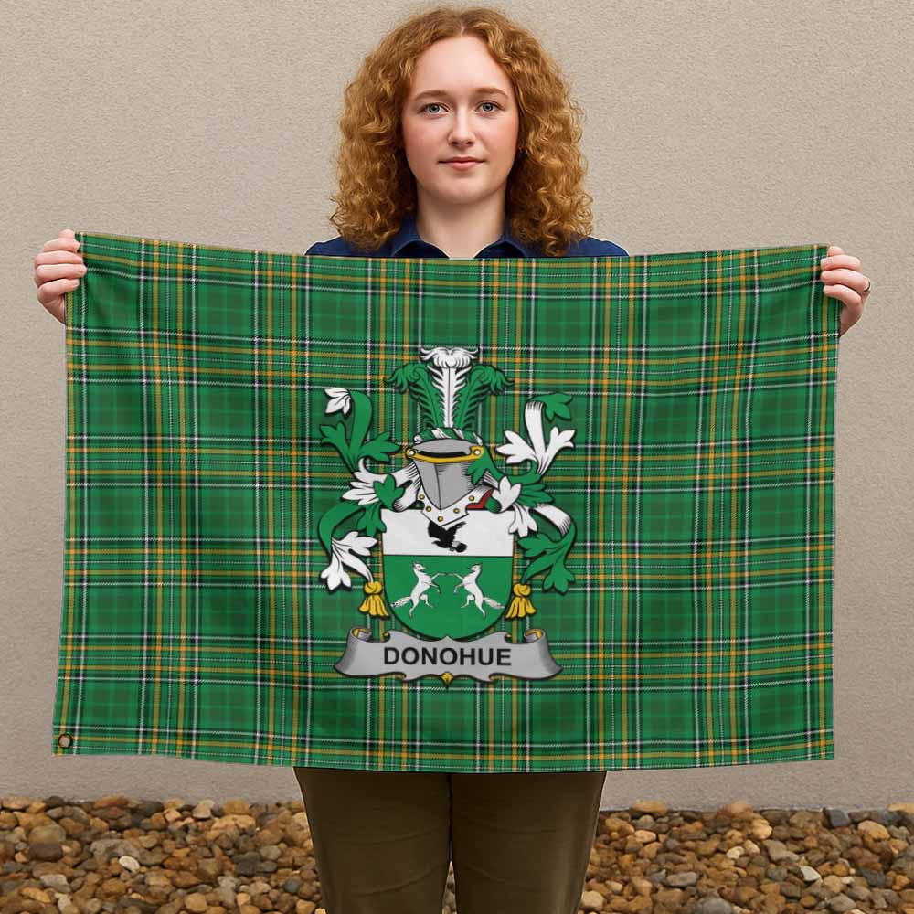 Tartan Vibes Clothing Donohue Irish Clan Tartan House Flag with Coat of Arms