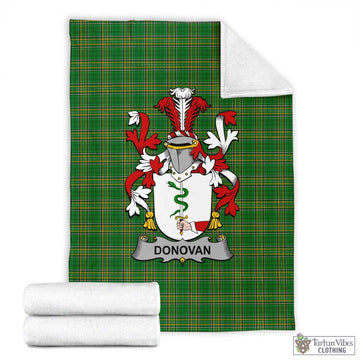 Tartan Vibes Clothing Donovan Irish Clan Tartan Blanket with Coat of Arms