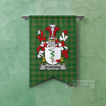 Donovan Irish Clan Tartan Gonfalon, Tartan Banner with Coat of Arms