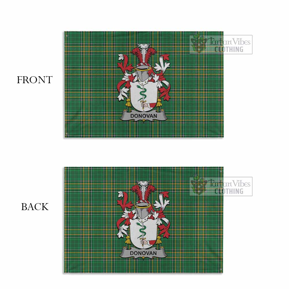 Tartan Vibes Clothing Donovan Irish Clan Tartan House Flag with Coat of Arms