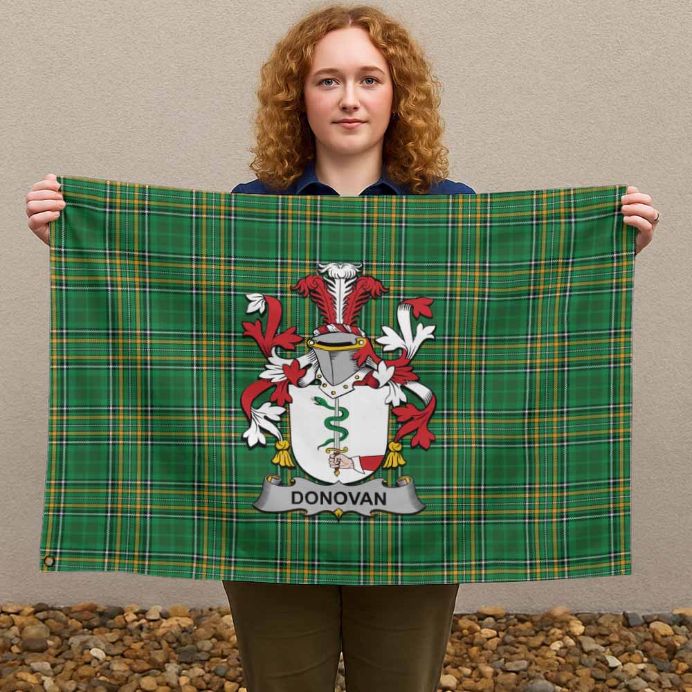 Tartan Vibes Clothing Donovan Irish Clan Tartan House Flag with Coat of Arms