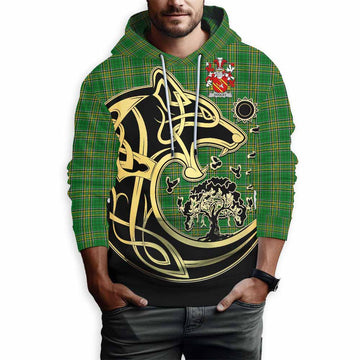Tartan Vibes Clothing Dooley Irish Tartan Hoodie with Coat of Arms Celtic Wolf Style