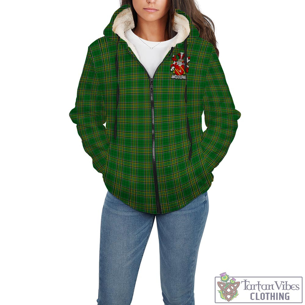 Tartan Vibes Clothing Dooley Ireland Clan Tartan Sherpa Hoodie with Coat of Arms