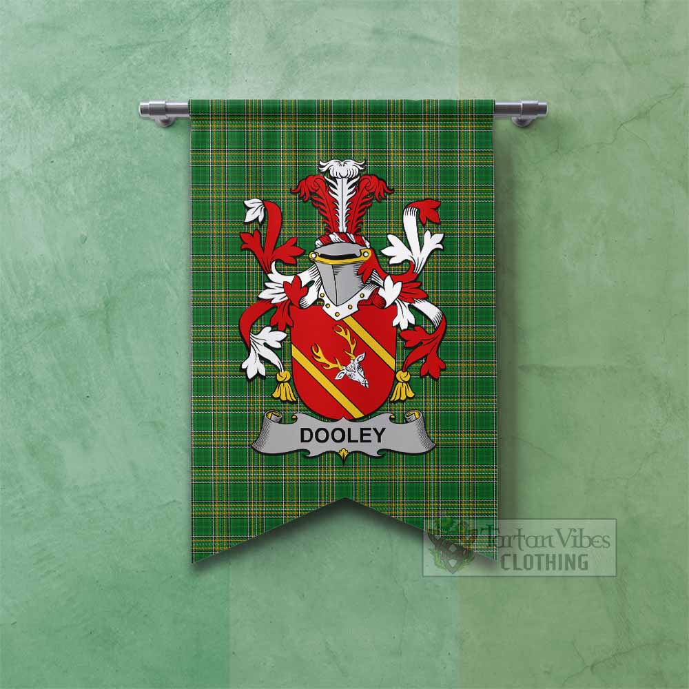 Tartan Vibes Clothing Dooley Irish Clan Tartan Gonfalon, Tartan Banner with Coat of Arms