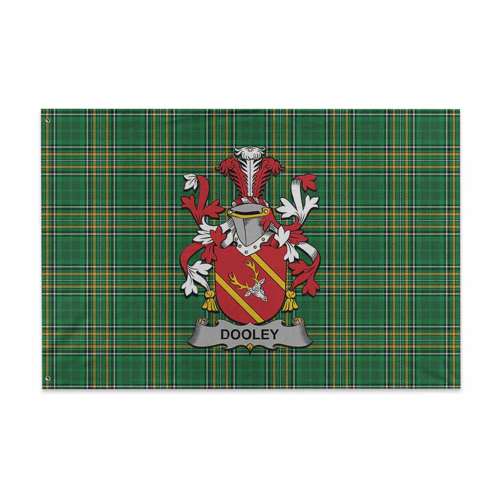 Tartan Vibes Clothing Dooley Irish Clan Tartan House Flag with Coat of Arms