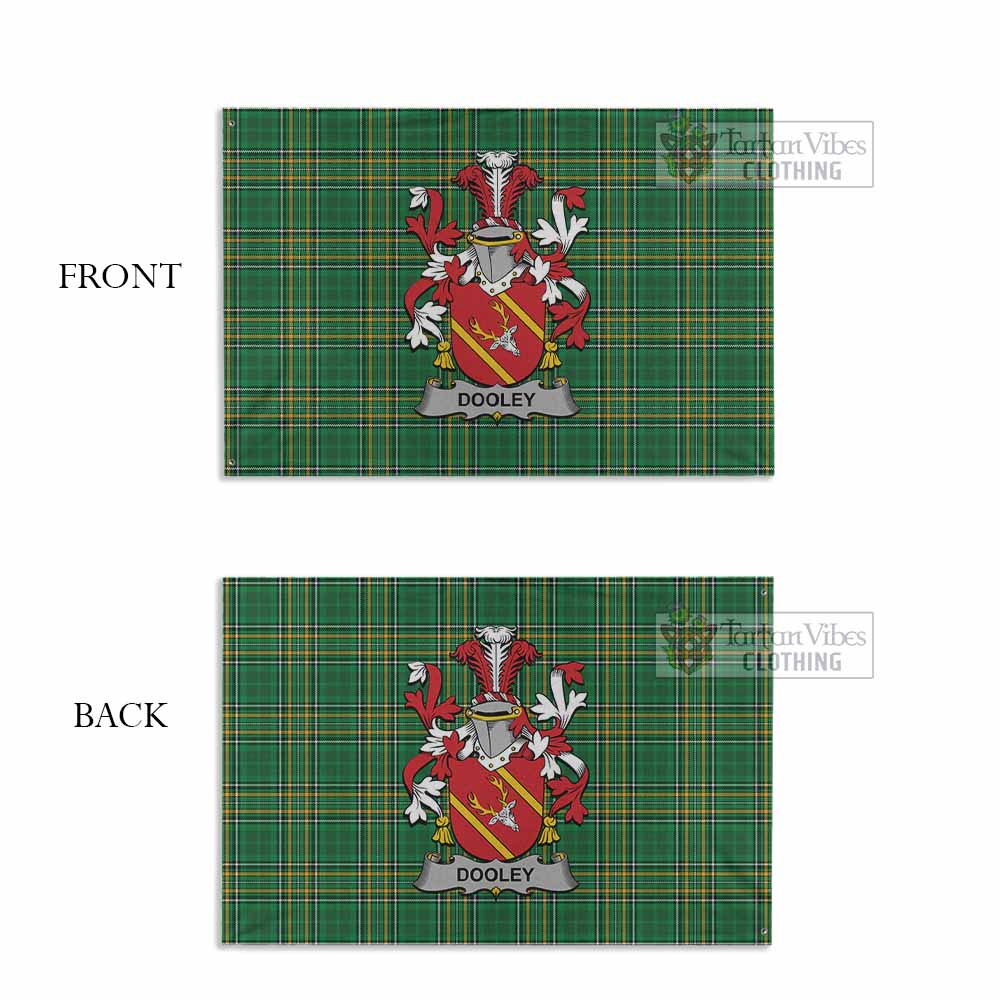 Tartan Vibes Clothing Dooley Irish Clan Tartan House Flag with Coat of Arms
