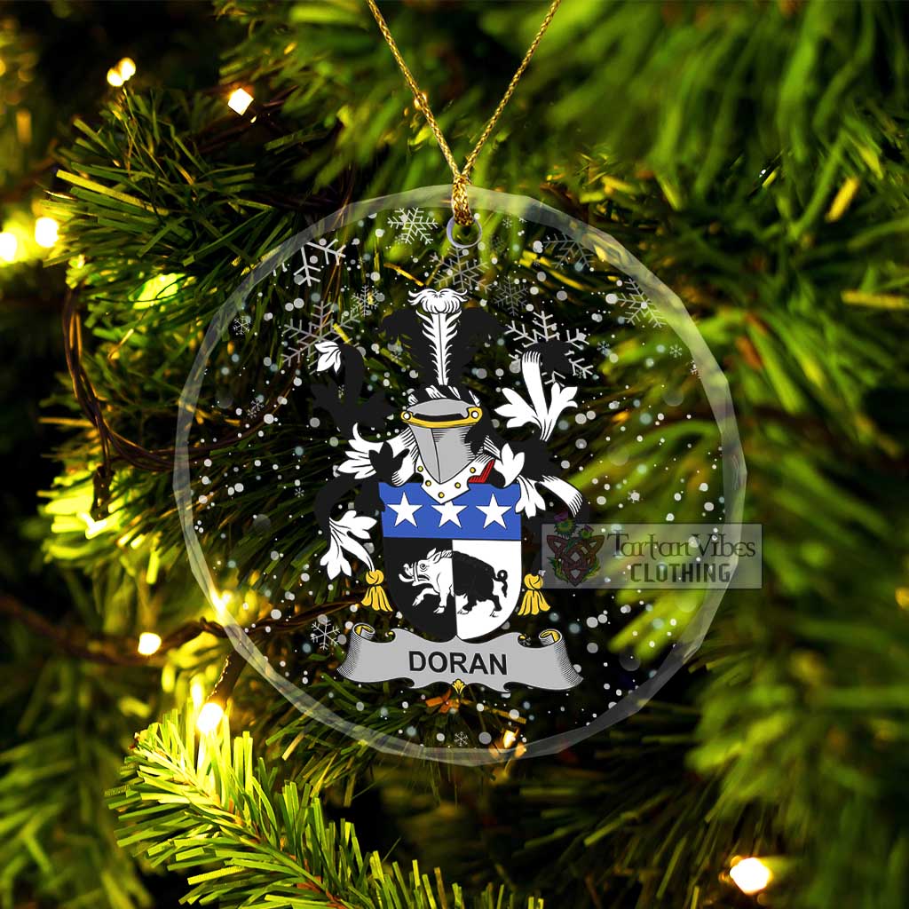 Doran Irish Clan Christmas Glass Ornament with Coat of Arms Transparent Glass Circle - 2D-tartanvibesclothing