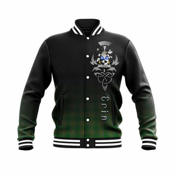 Tartan Vibes Clothing Doran Irish Clan Baseball Jacket with Coat of Arms Erin Go Bragh Celtic Inspired