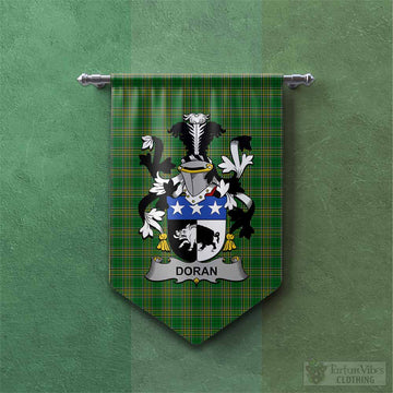 Doran Irish Clan Tartan Gonfalon, Tartan Banner with Coat of Arms