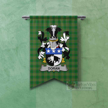 Doran Irish Clan Tartan Gonfalon, Tartan Banner with Coat of Arms
